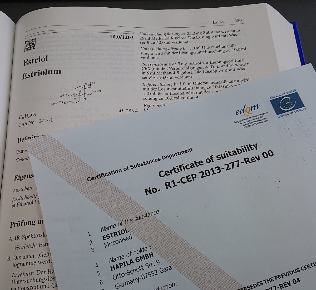 Authorities extend CEP certification for HAPILA’s Estriol estrogen API